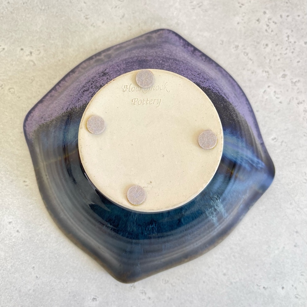 Hockomock Pottery Blue Purple Tones Studio Pottery Ceramic Decorative Bowl - Picture 7 of 9